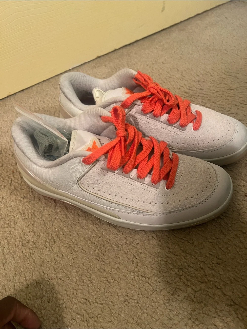 Nike White Sneakers with Bright Orange Accents